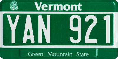 VT license plate YAN921