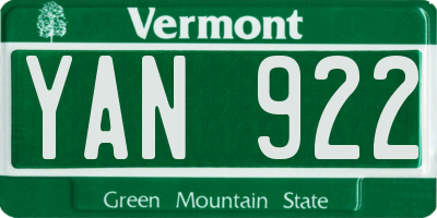 VT license plate YAN922