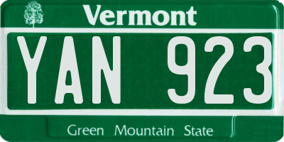 VT license plate YAN923
