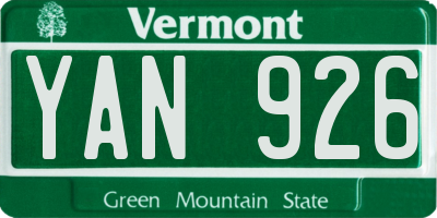 VT license plate YAN926