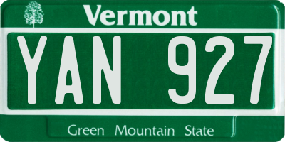 VT license plate YAN927