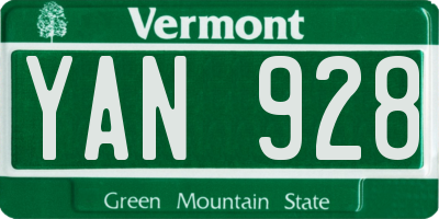 VT license plate YAN928
