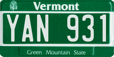 VT license plate YAN931