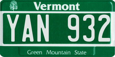 VT license plate YAN932