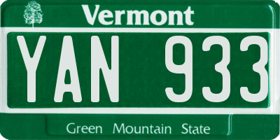 VT license plate YAN933