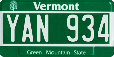VT license plate YAN934