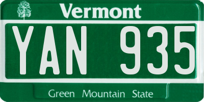 VT license plate YAN935
