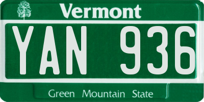 VT license plate YAN936