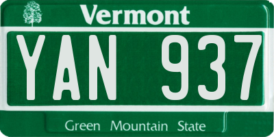 VT license plate YAN937