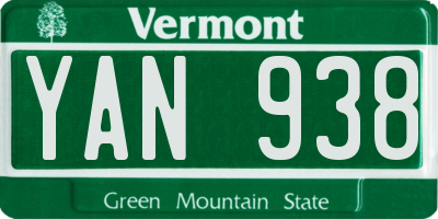 VT license plate YAN938