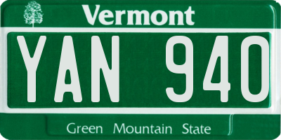 VT license plate YAN940