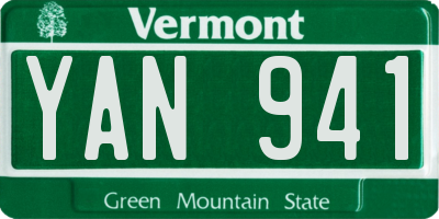 VT license plate YAN941