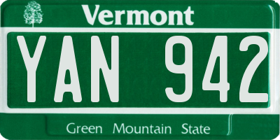 VT license plate YAN942