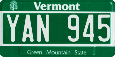 VT license plate YAN945