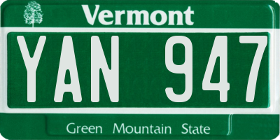VT license plate YAN947