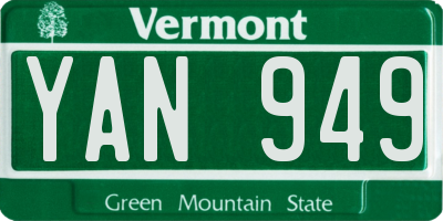 VT license plate YAN949