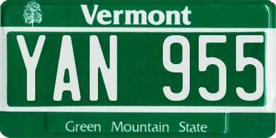VT license plate YAN955