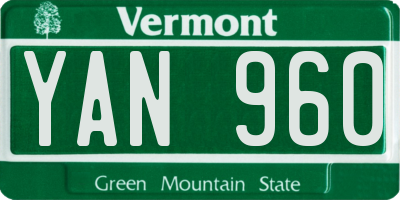 VT license plate YAN960