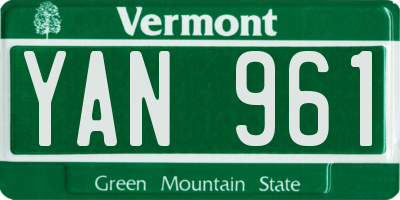 VT license plate YAN961