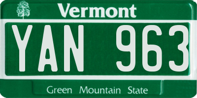 VT license plate YAN963