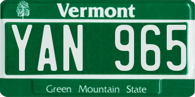VT license plate YAN965