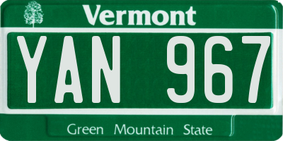 VT license plate YAN967