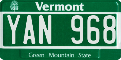 VT license plate YAN968