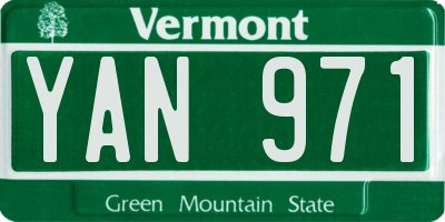 VT license plate YAN971