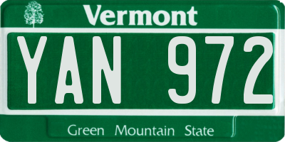 VT license plate YAN972