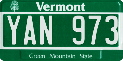 VT license plate YAN973