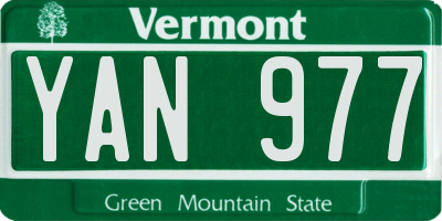 VT license plate YAN977
