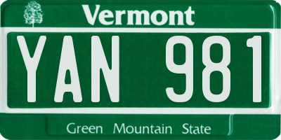 VT license plate YAN981
