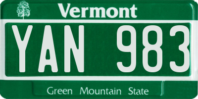 VT license plate YAN983