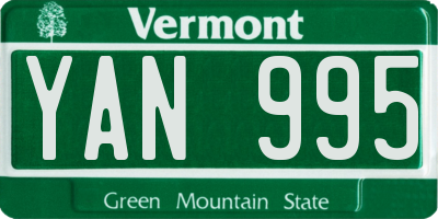 VT license plate YAN995