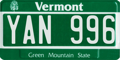 VT license plate YAN996