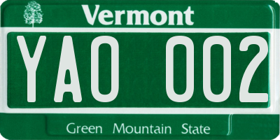VT license plate YAO002