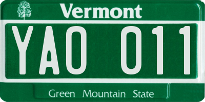 VT license plate YAO011