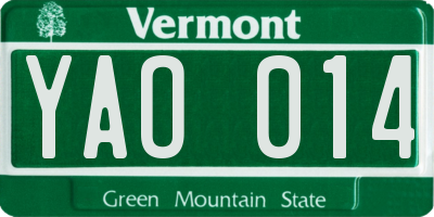 VT license plate YAO014