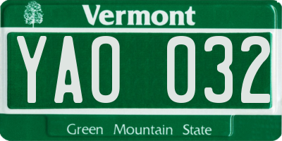 VT license plate YAO032