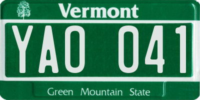 VT license plate YAO041