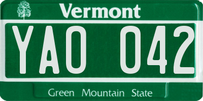 VT license plate YAO042