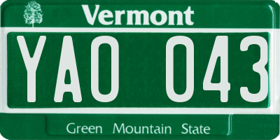 VT license plate YAO043