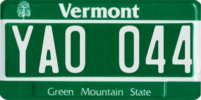 VT license plate YAO044