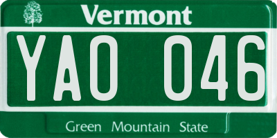 VT license plate YAO046