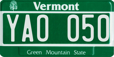 VT license plate YAO050
