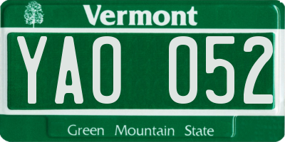VT license plate YAO052