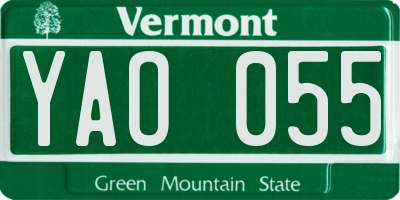 VT license plate YAO055