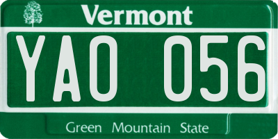 VT license plate YAO056