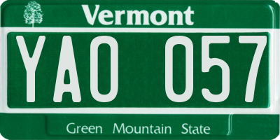 VT license plate YAO057