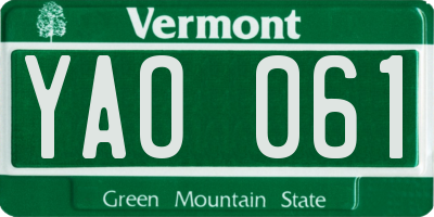 VT license plate YAO061